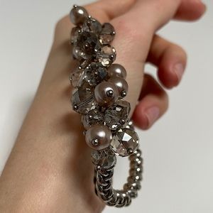 Gray brown faux pearl beaded bracelet